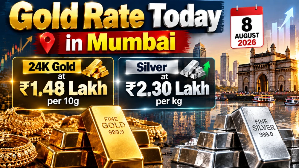 Gold and silver reference rates in Mumbai on 8 August 2026